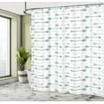 thumbnail image 4 of Teal Shower Curtain, Retro Arrow Pattern in Horizontal Line Heading to Opposite Directions Art Print, Cloth Fabric Bathroom Decor Set with Hooks, 84" Extra Long, Grey Teal, 4 of 4