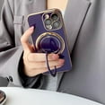 thumbnail image 5 of Compatible with iPhone 15 Pro Case with Invisible Ring Holder Kickstand, Compatible with Magsafe, Military Grade Slim Phone Cover Plating Magnetic Case Shockproof Protective Case Cover Purple, 5 of 10