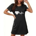 thumbnail image 2 of Royisotas Black Nightgowns for Women Pajamas CrewNeck Plus Size Womens House Wear ShortSleeve, 2 of 7
