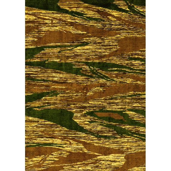 Ahgly Company Indoor Rectangle Oriental Yellow Modern Area Rugs, 3' x 5'