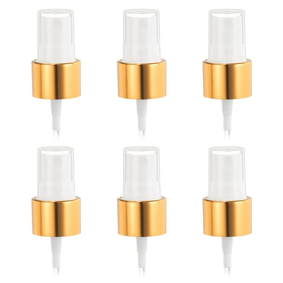 6 Pcs Gold White Spray Top, 20/410 Fine Mist Sprayer Reusable Replacement Spray Bottle Pump Plastic Top