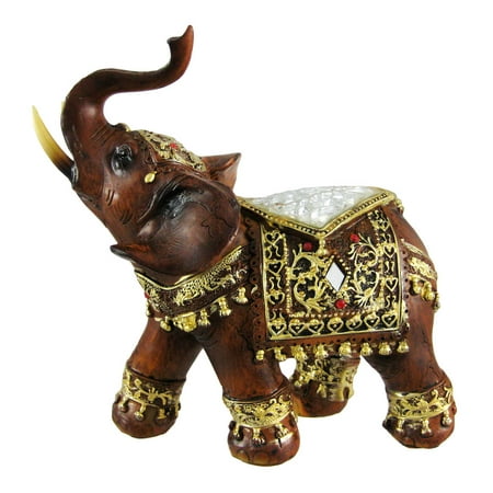 - Gorgeous Wood Finish Indian Elephant Statue Crackle Glass