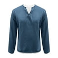 thumbnail image 5 of RongHuan Mens Big and Tall Shirt Long Sleeve T-Shirt 2 in 1 V Neck Tops Waffle Long Sleeve Pullover Colorblock Shirt, 5 of 7