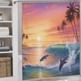 thumbnail image 3 of Sunset Jumping Dolphin Shower CurtainCloth Fabric Bathroom Decor Set with Hooks, 3 of 7
