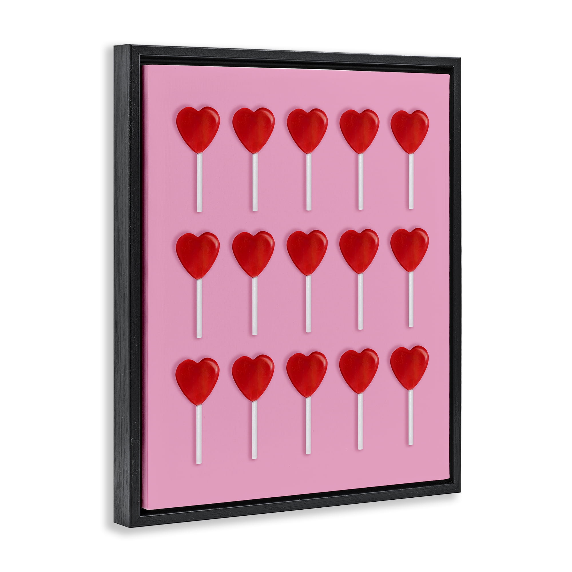 Stupell Industries Heart Lollipops Collection Black Framed Floater Canvas Wall Art, design by LISH Creative