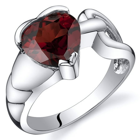 Peora 2.00 Ct Garnet Engagement Ring in Rhodium-Plated Sterling Silver