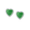 thumbnail image 3 of Bling Jewelry Womens Lovers Bezel Set Green Jade Heart Stud Earrings Sterling Silver Gift, 3 of 6