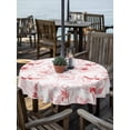 thumbnail image 2 of Outdoor Tablecloths with Umbrella Hole & Zipper, Pink Flower Round Tablecloth 54 Inch, Watercolor Floral Botanical Line Drawing Print Waterproof Table Cloth, Patio/Pool/Picnic Table Covers, 2 of 8