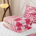 thumbnail image 5 of Homewish Girls Pink Bowknot Zipper Twin Comforter Sets with Fitted Sheet and 2 Pillowcases,Kids Geometric Grid Printed Zipper Bedding Set,Reversible,4-Piece, 5 of 7