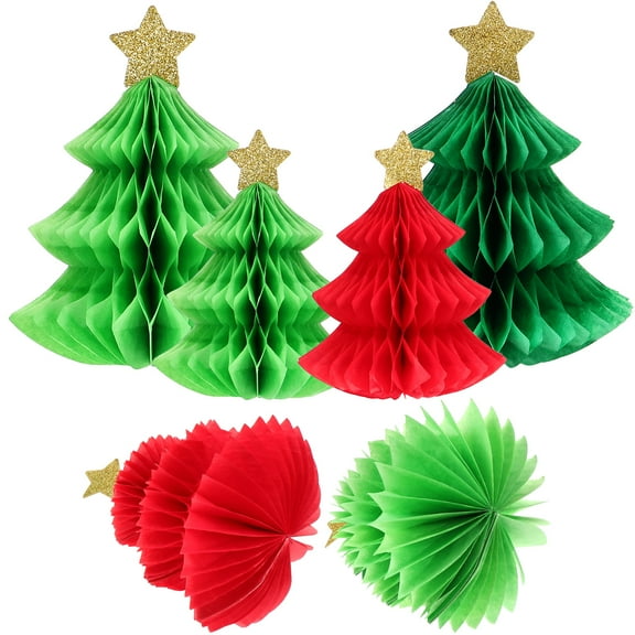 Christmas Tree Decoration 6 Pcs Honeycomb Centerpiece Table for Ornaments Holiday Decorations Paper