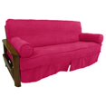 thumbnail image 4 of Blazing Needles Solid Microsuede Double Corded 8 to 9-inch Full Futon Slipcover Set with Two 20 by 8-inch Bolster Pillows (Set of 3)-Color:Cardinal Red, 4 of 5