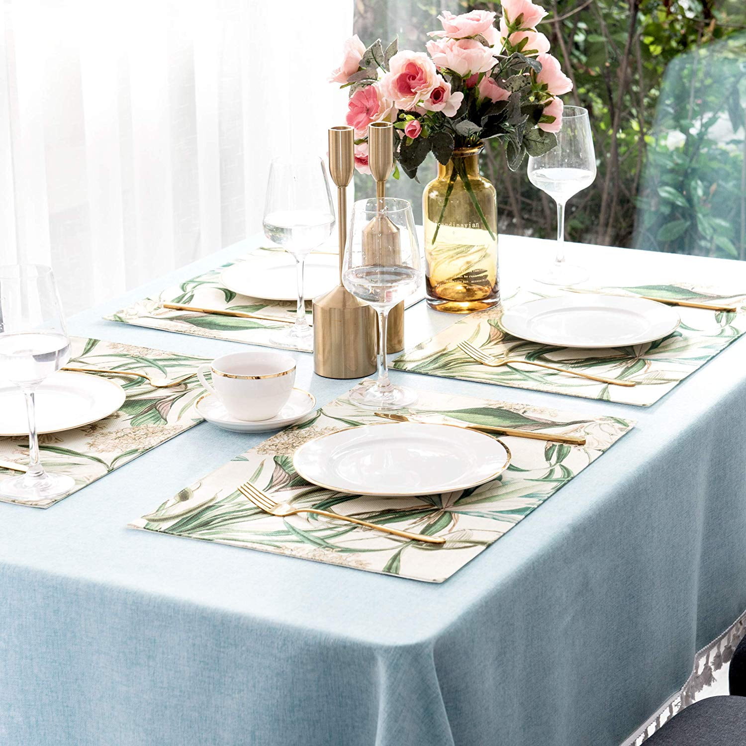 Subrtex Placemat Printed for Dining Table Waterproof Heat-Resistant Washable Table Mats (Orchid, 4pcs)