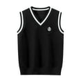 thumbnail image 5 of Gvdentm Boys Uniform Sweater Boys Sweater Vest Unisex Cable Knit Cotton Toddler Uniform Vest for Little Big Childrens Kids Teenage Girls(Black,13-15 Years), 5 of 5