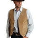 thumbnail image 3 of Chaleco de cuero retro con cuello en V para hombre - Diseño con bolsillos con botones, material de poliéster, para fiestas/informal - Tallas S-XXXL, 3 of 5
