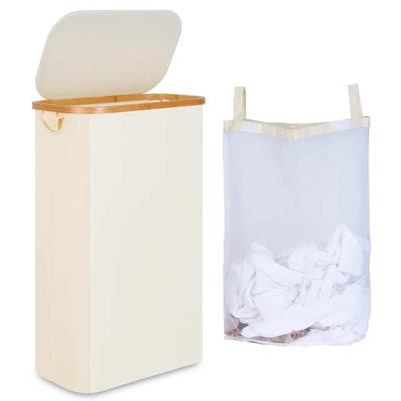 Cesto de lavandería ieGrow Slim con tapa y bolsa interior extraíble de 60 litros