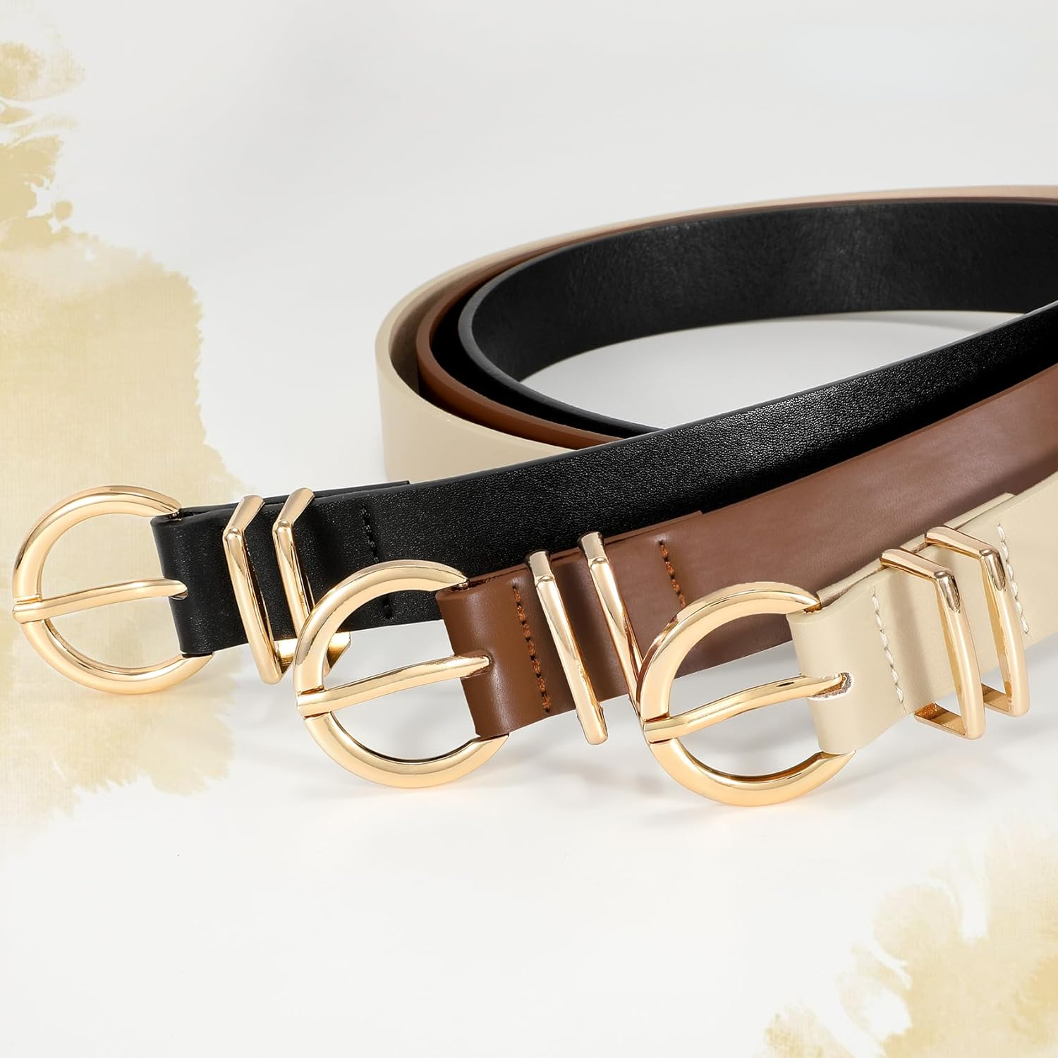 3165 3 Pack Women Leather Belts For Jeans Pants Dresses Fashion Ladies JASGOOD 3 Pack Women main image 2