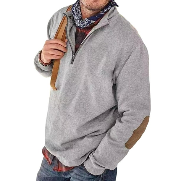 Hombres Jersey con cuello alto Sudadera informal Sudaderas de otoño de manga larga Top con cremallera