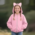 thumbnail image 4 of FAIWAD Girls Zip Up Hoodie Kids Trendy Oversized Long Sleeve Sweatshirt Cute Ear Casual Athletic Pockets Outwear 5-15 Years, 4 of 8