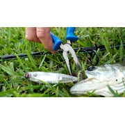 Cuda Bent Nose Fishing Plier Tool with Ring Splitter and Crimper, 7, Carbon Steel, Blue