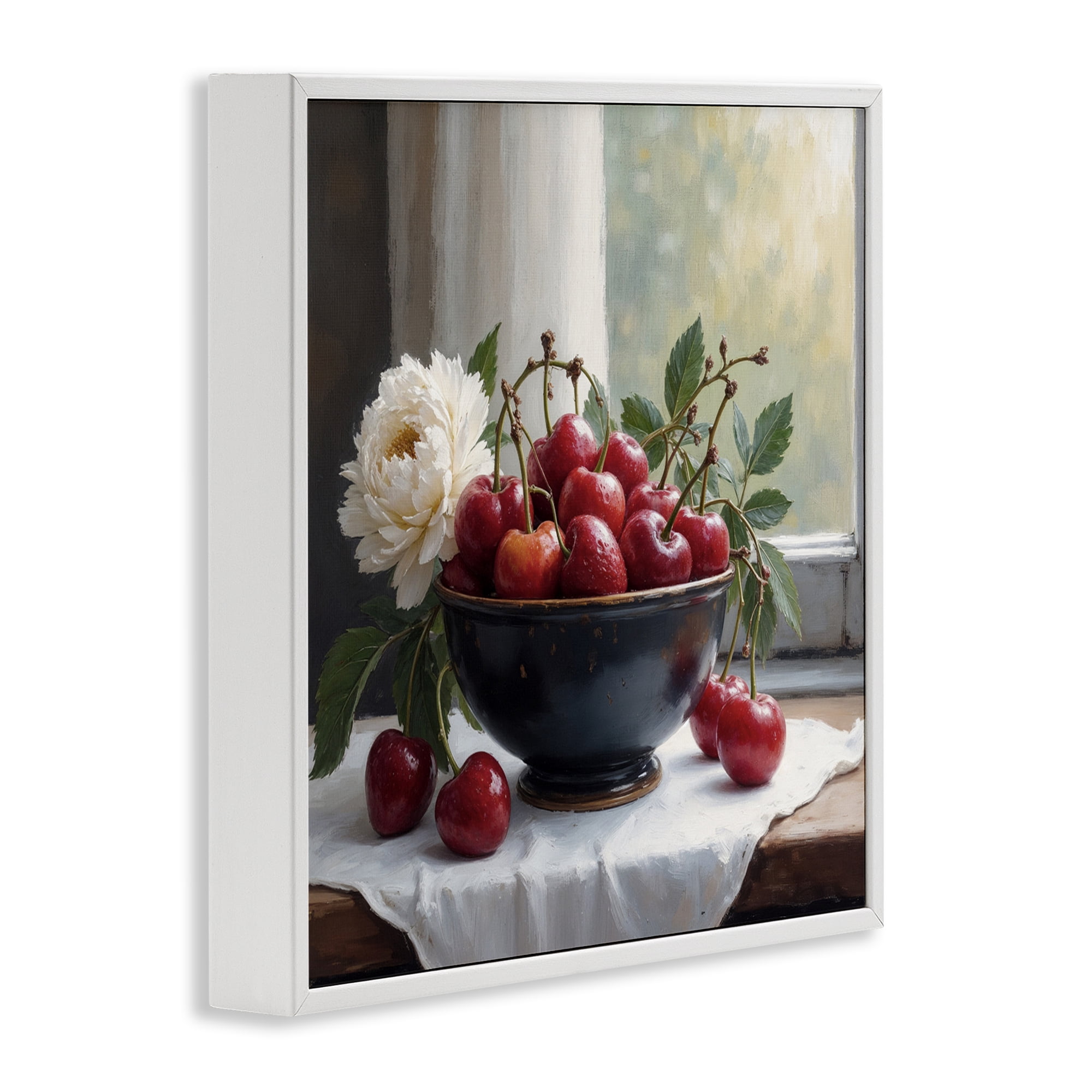 Cherry & Blossom Still Life White Framed Giclee Art, design by Lettered and Lined