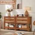 thumbnail image 5 of Leyaoyao Rattan Nightstands with 2 Drawers & Shelf, Large Boho Bedside Table for Small Spaces, Bedroom Living Room Hallway, Tea Brown, 5 of 9
