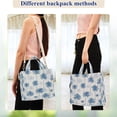 thumbnail image 7 of Corduroy Composite Fabric Tote Bag Magnetic Snap Large Capacity Crossbody Bag Beige Shoulder Strap Indigo Palm Pattern, 7 of 7