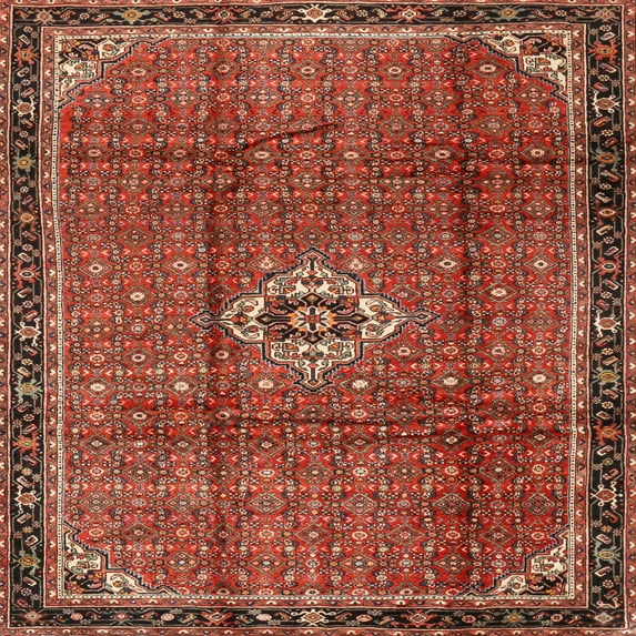 Ahgly Company Machine Washable Indoor Square Traditional Orange Salmon Pink Area Rugs, 5' Square