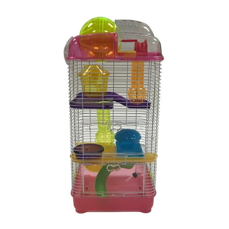 YML H3030PK 3 Level Clear Plastic Dwarf Hamster Mice Cage with Ball on Top, (Best Dwarf Hamster Cage)