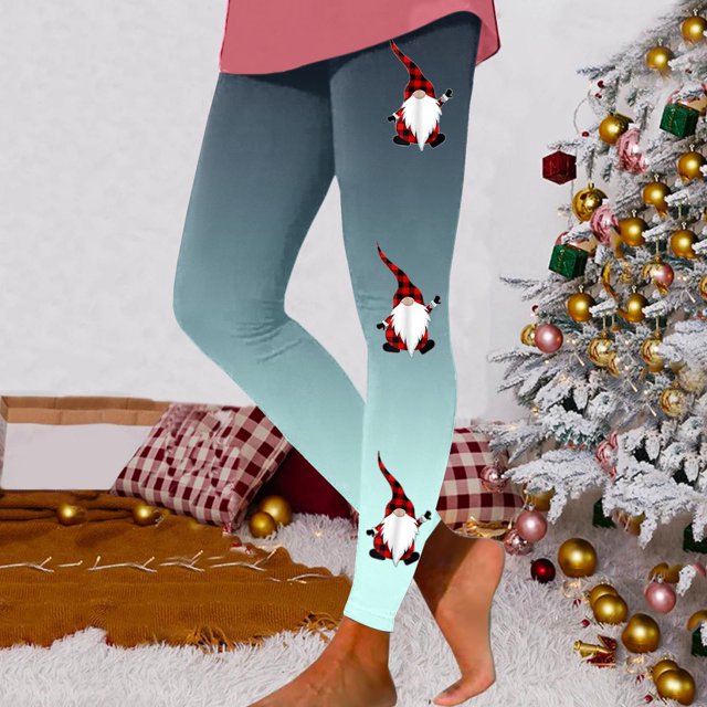 MKLEKYY Leggings deportivos para mujer, leggings de entrenamiento, pantalones con estampado navideño de bloques de color, leggings elásticos suaves 163