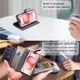 thumbnail image 5 of Wallet Case for Samsung Galaxy A55 5G 6.6-inch, Litchi Leather Flip Zipper Purse Cover with Card Holder, Detachable Wristlet, Kickstand Shockproof Protective Phone Case,Grey,For Galaxy A55 (5G), 5 of 9