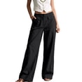 thumbnail image 2 of Qingpeng Womens Wide Leg Lounge Pants Casual Travel High Waisted Trousers Loose Fit Summer Flowy Pants with Pockets, 2 of 8