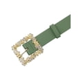 thumbnail image 2 of Cinturones de hebilla de rhinestone para mujeres INSPIRE CHIC, cinturón de cintura de cuero sintético decorativo y elegante para jeans, pantalones y vestidos 41.3x1.1" Verde, 2 of 6