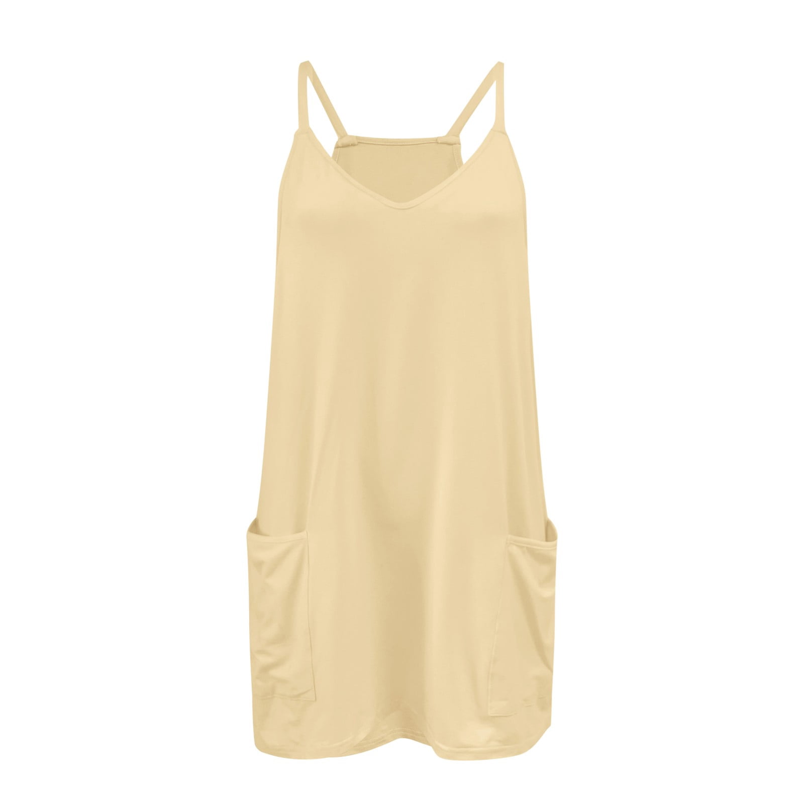 Athletic Dress for Women Casual Sleeveless Spaghetti Strap Sundress Workout Short Tennis Dress with Pockets