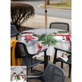 thumbnail image 4 of Outdoor Tablecloth with Umbrella Hole and Zipper, Grey Snowman Christmas Square Table Cloth 54x54 Inch Waterproof Tablecloth, Xmas Tree Snowflake Winter Birds Picnic Table Cover for Patio Camping, 4 of 7