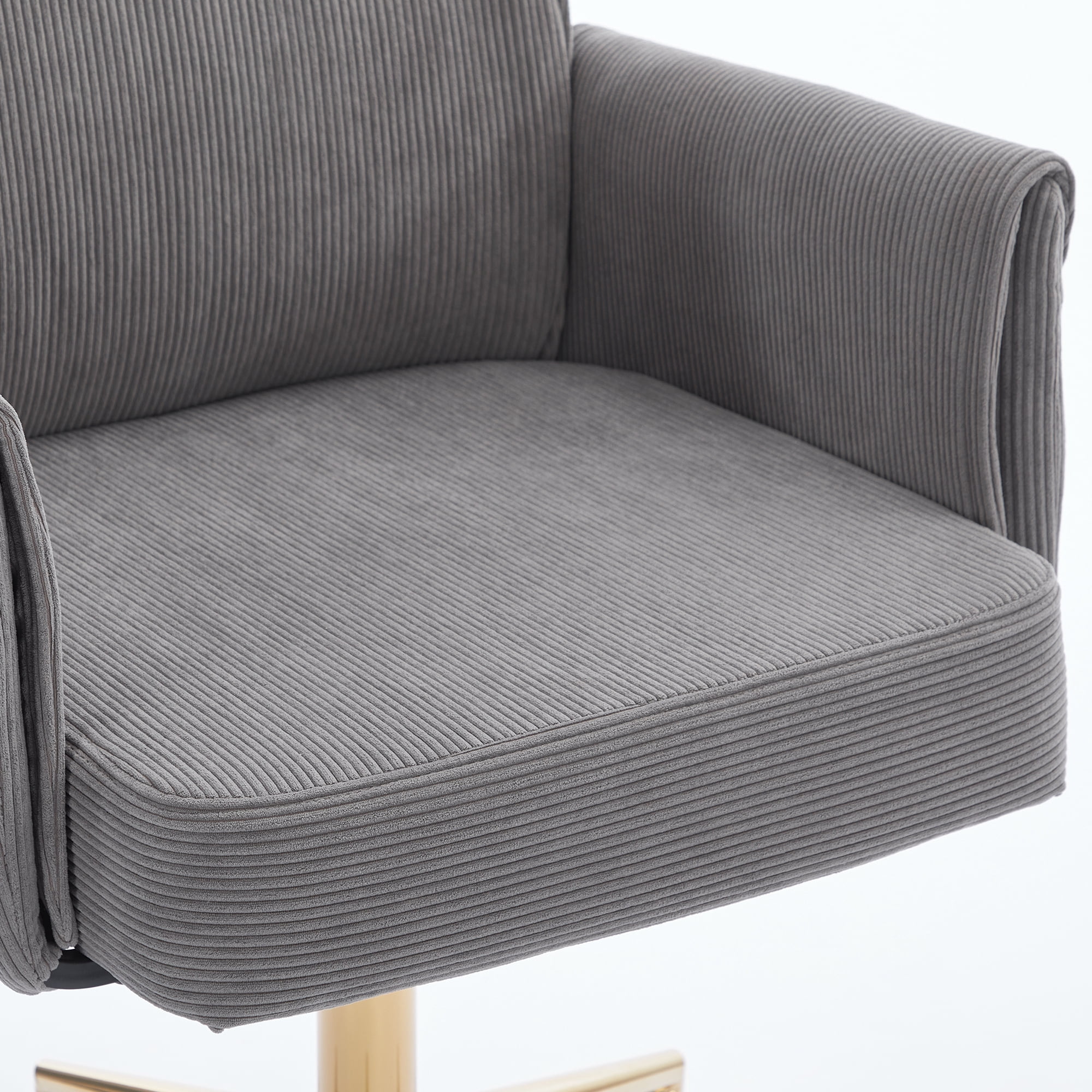 Leumius Mid-Back Liftable Office Chair with Striped Fabric and Ergonomically Designed Accent Chairs for Office Bedroom Dressing Table Gray