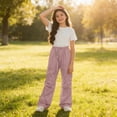 thumbnail image 5 of DJDLJWCJ Teen Cargo Pants for Girl 14-16 Straight Leg Elastic Waist Baggy Pants Solid Color Lightweight Work Pants Pink Size 5, 5 of 5