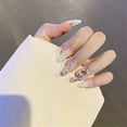 thumbnail image 1 of 24pcs/Box Press On Nails Artificial Full Cover Manicure Tool Almond False Nails Wearable Nail Tips Glitter Rhinestone Fake Nails 03, 1 of 1