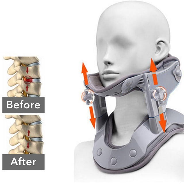 WIFKLSIIPG 3 Heating Adjustable Neck Traction Device with 5 Position Height Control Hot Compress Support Bracket for Neck & Alignment Ergonomic Fixator for Neck