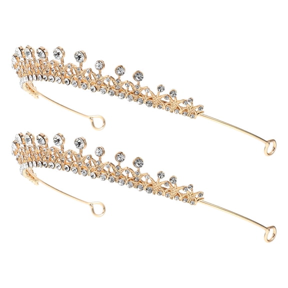 COOPHYA 2Pcs Lightweight Golden Rhinestone Tiaras for Wedding Birthday and Formal Occasions