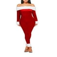thumbnail image 1 of Combinaison de Noël pour Femmes Adultes Pyjama Père Noël Grenouillère Pjs Rouge, 1 of 7