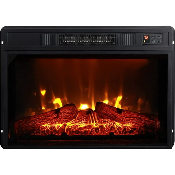 Duerer 23" Embedded Electric Fireplace Inserts Recessed 1400W Wall Mounted Fireplace Heater Stove Glass View with Wireless Remote Control