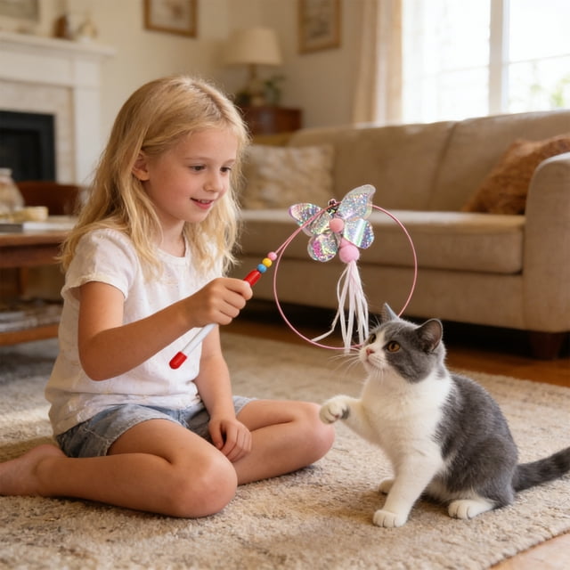Retractable Cat Wand Toy Feather Teaser Stick Telescopic Interactive Exercise Toy Hunting Simulation Durable Handle, For Indoor Cats Play Training Bonding Stress Relief And Exercise