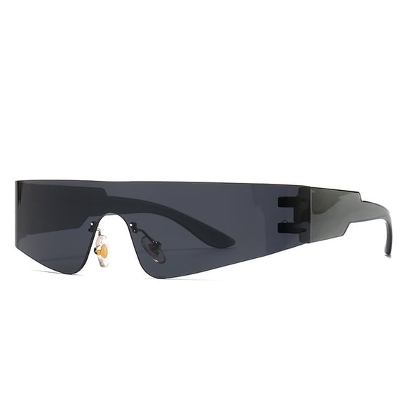 Flat Top Sunglasses, One-Piece Frameless Fashion Glasses with UV400 Protection, Resin Lenses and PC Frame for Women