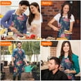 thumbnail image 4 of Pioneer Flower Floral Print Pattern Apron-Garden Aprons for Women with Pockets-Cotton Linen Waterproof Kitchen Cooking Gardening Aprons Adjustable for Kitchen,Cooking,BBQ and Salon 33x27 Inch, 4 of 7