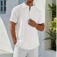 thumbnail image 4 of YATELLE Men's Henley Shirt Short Sleeve Stand Collar Summer Casual Beach Hippie T-Shirts, 4 of 6