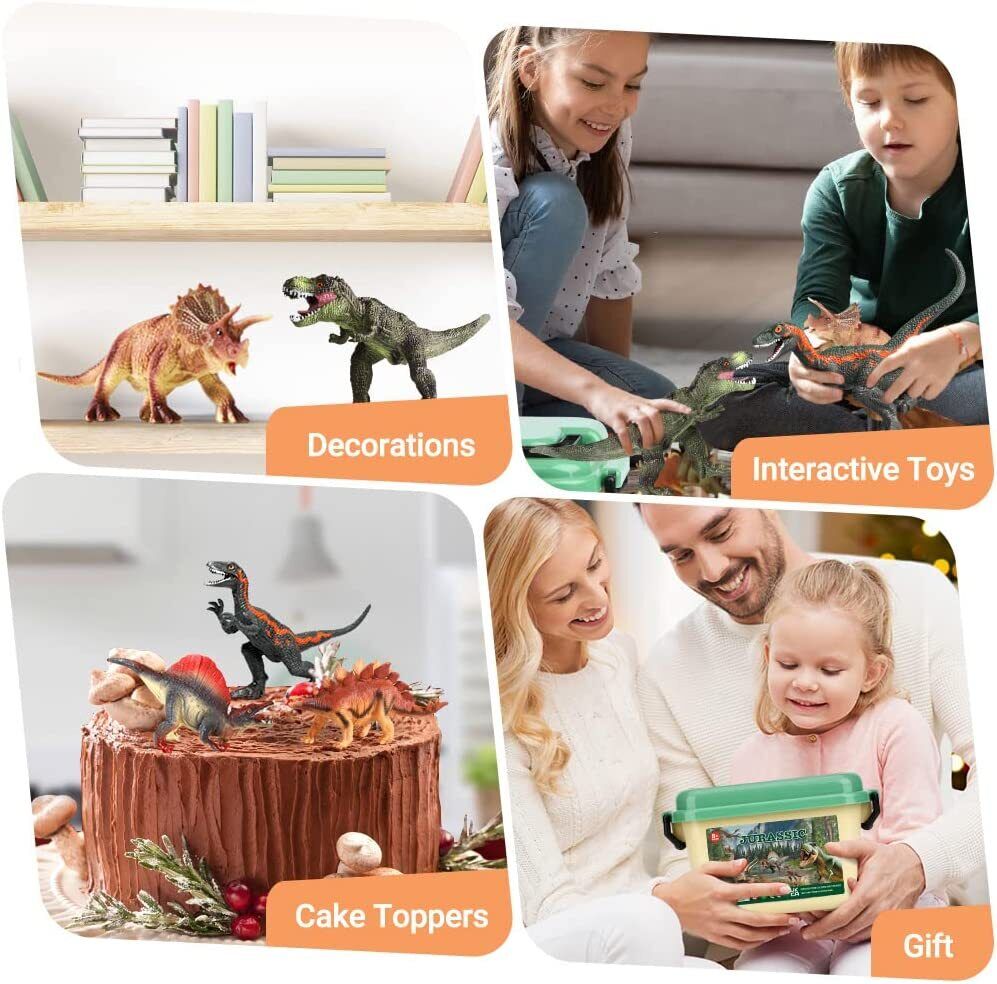VKZON 12pcs Jumbo Realistic Dinosaur Toy PVC Model Action Figure Set With Dino Book ,Educational Learning Toy Collector Figure Gift For Kids