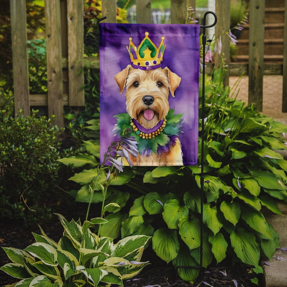 Wheaten Terrier King of Mardi Gras Garden Flag 11.25 in x 15.5 in