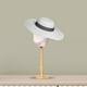 thumbnail image 3 of Cabeza de maniquí para exhibición de sombreros Modelo de cabeza de maniquí de mesa portátil con base de madera Base alta rosa, 3 of 5