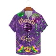 thumbnail image 4 of Ceisia Men's Mardi Gras Festive Print Short Sleeve Button-Up Shirt Collection | Crown & Bead Festive Script Button-Up Shirt Gifts, 4 of 6