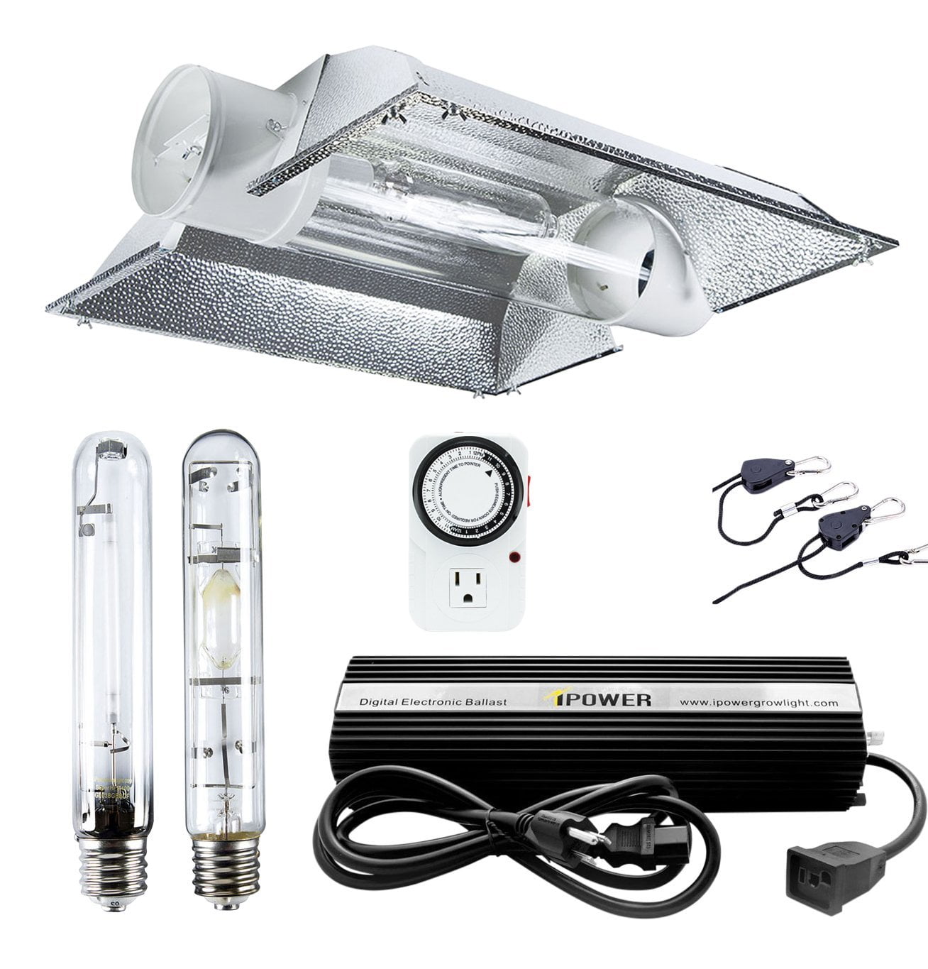 SPL 1000W Watt MH HPS 6" Cool Tube Hood Grow Light Digital System Set Kit 